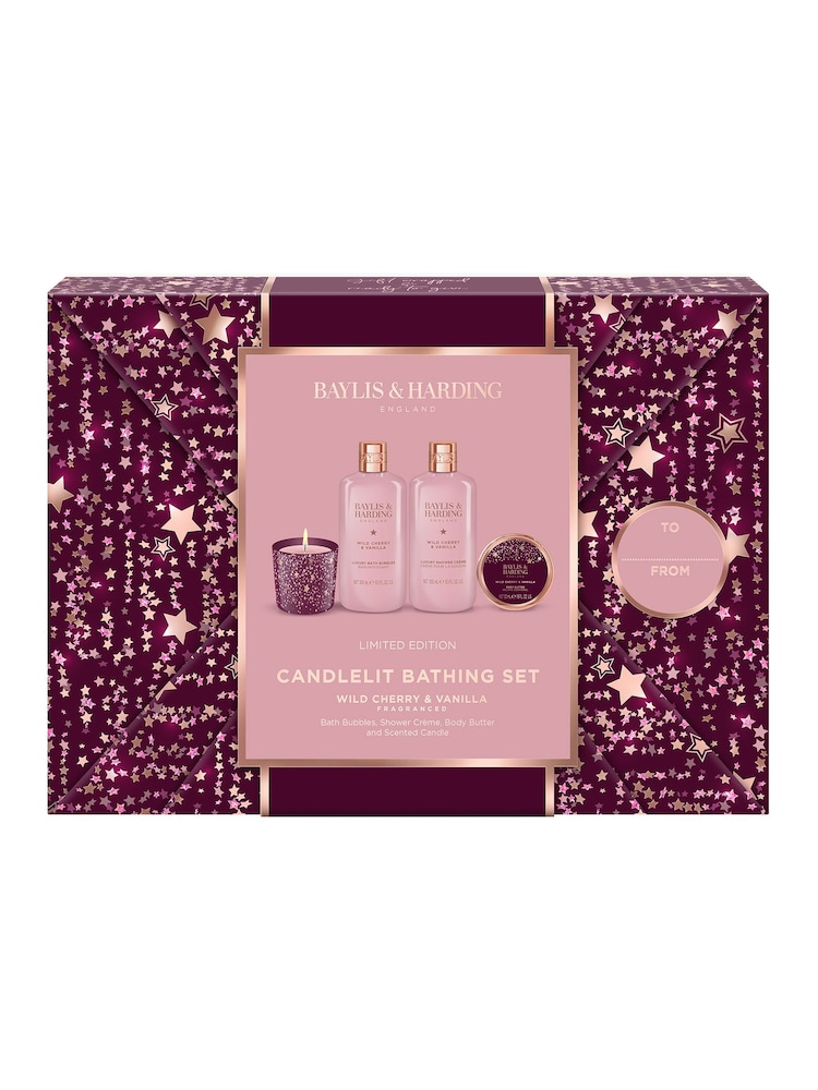 Baylis & Harding Wild Cherry & Vanilla Candlelit Bathing Gift Set - Image 1 of 5 Baylis & Harding Wild Cherry & Vanilla Candlelit Bathing Gift Set - Image 1 of 5