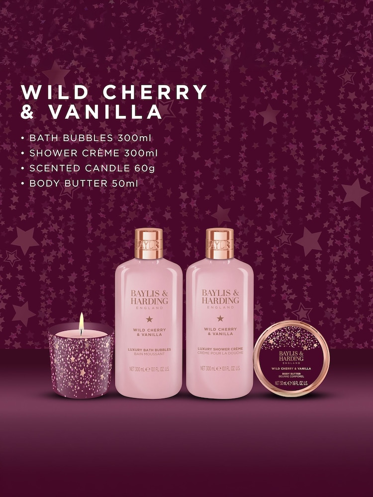 Baylis & Harding Wild Cherry & Vanilla Candlelit Bathing Gift Set - Image 2 of 5 Baylis & Harding Wild Cherry & Vanilla Candlelit Bathing Gift Set - Image 2 of 5