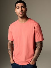 Pink Coral Regular Fit Essential Crew Neck Cotton T-Shirt - Image 1 of 8