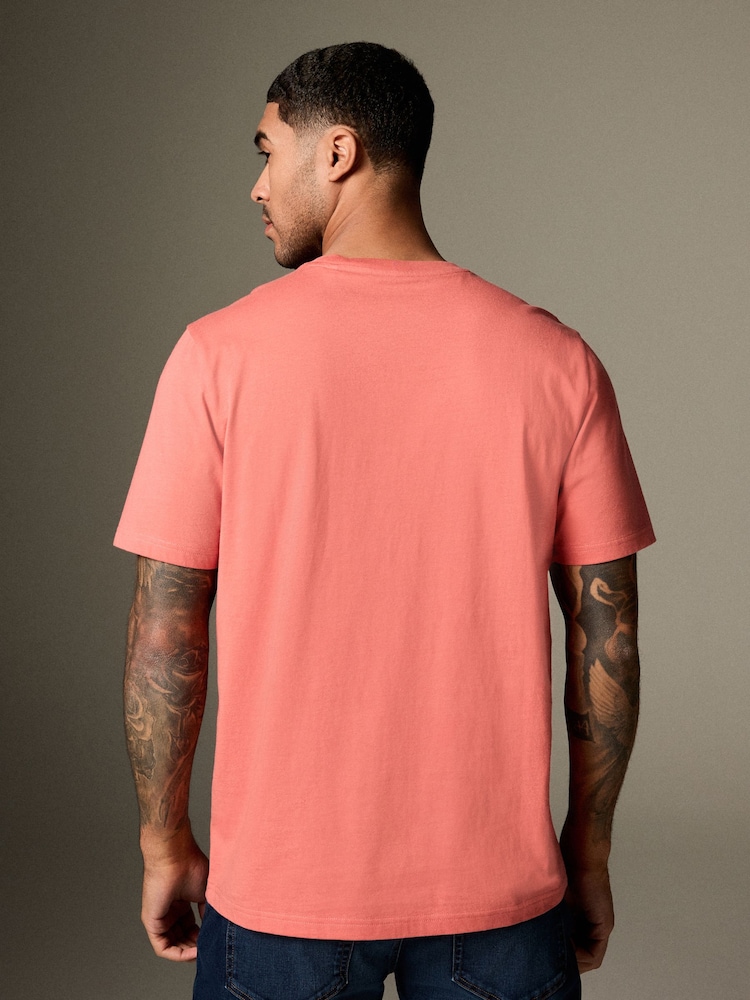 Rose corail - Ajustement régulier - T-shirt Essential Col rond en coton - Image 3 of 8