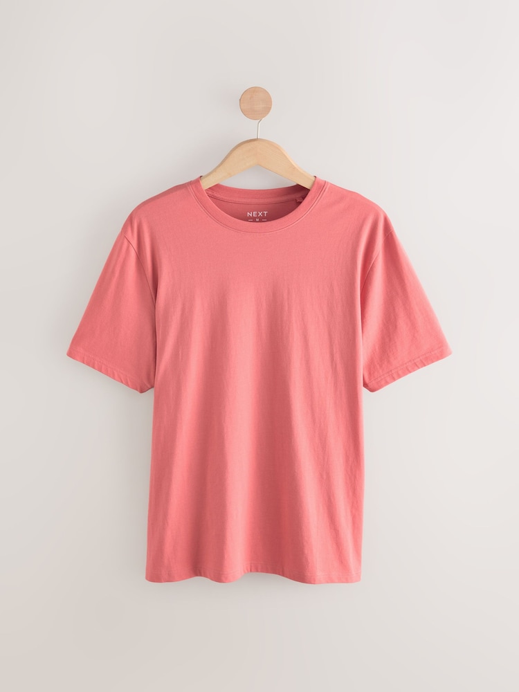 Rose corail - Ajustement régulier - T-shirt Essential Col rond en coton - Image 6 of 8