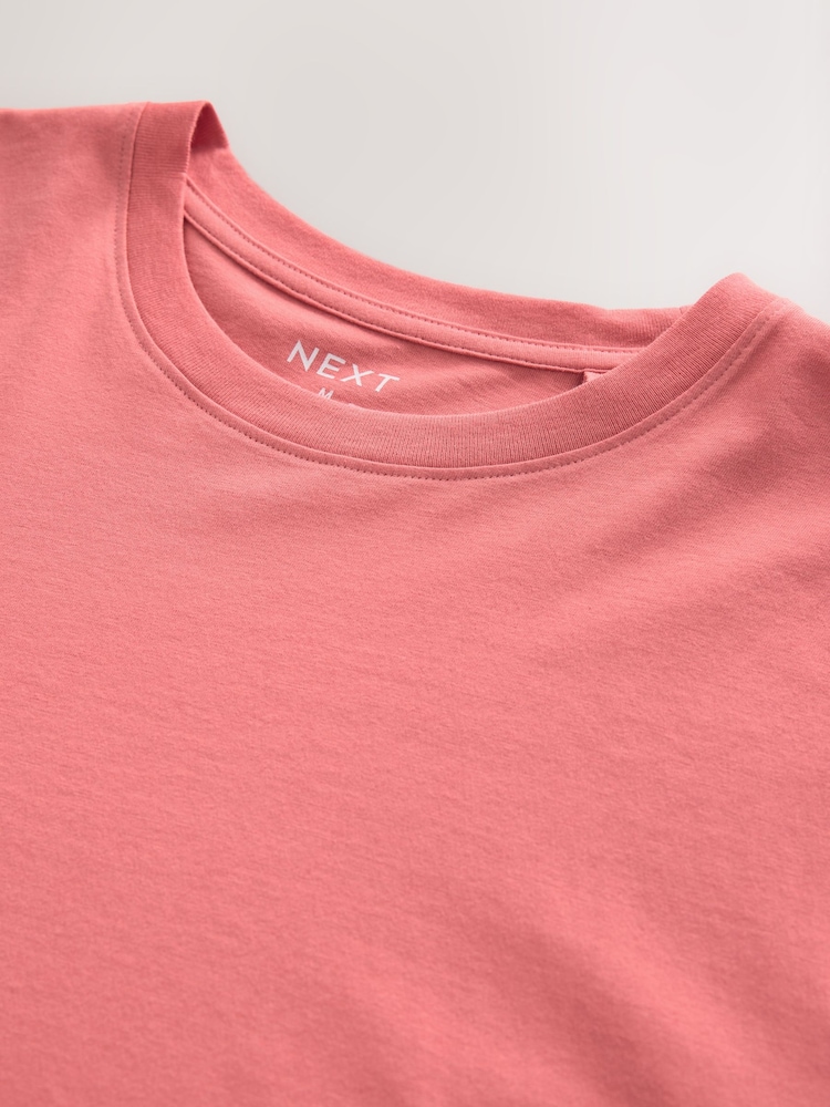 Rose corail - Ajustement régulier - T-shirt Essential Col rond en coton - Image 7 of 8
