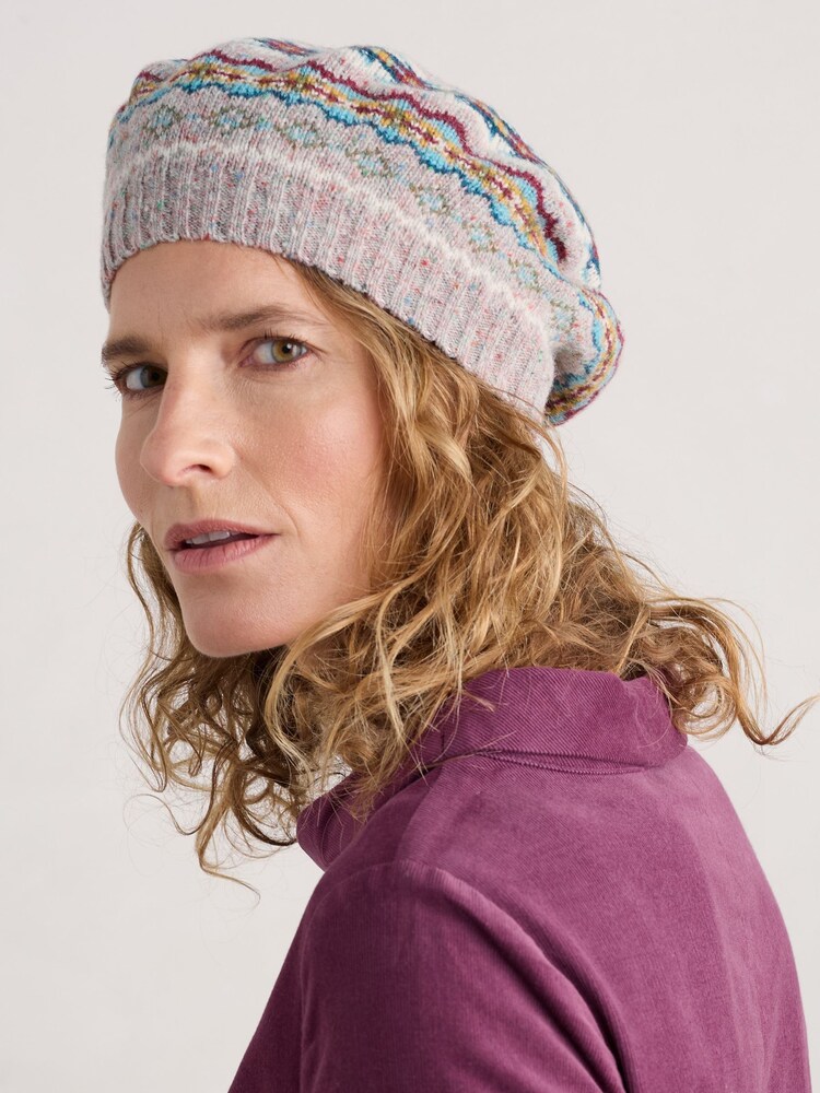Seasalt Cornwall Blue/Pink Multi Lundy Bay Beret Hat - Image 1 of 3