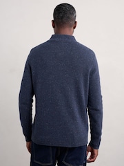 Seasalt Cornwall Blue Mens Reefpoint Quarter Zip Jumper - Image 2 of 5