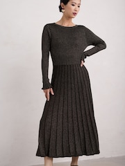 Seasalt Cornwall Black Glass Stem Sparkly Knitted Dress - Image 1 of 5