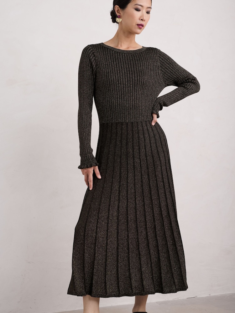 Seasalt Cornwall Black Petite Glass Stem Sparkly Knitted Dress - Image 1 of 5