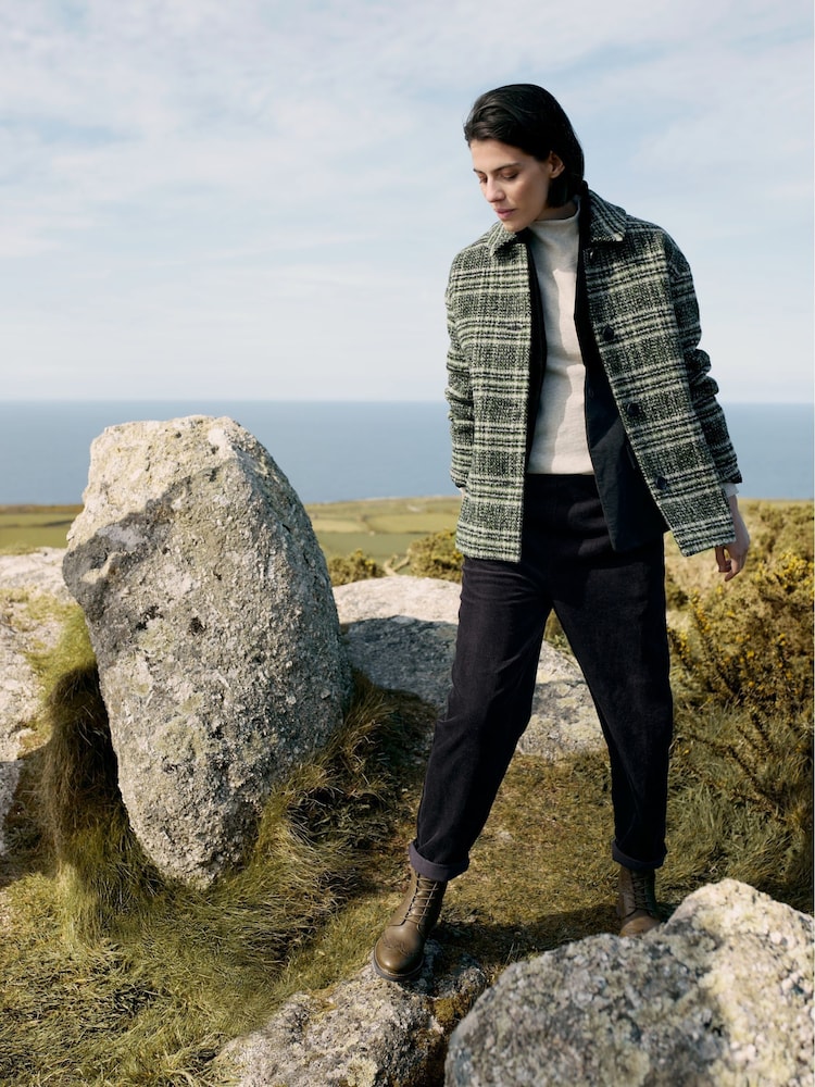 أسود - سترة من مزيج من الصوف بنقشة مربعات Beamwind من Seasalt Cornwall - صورة 2 من 7