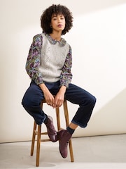 Seasalt Cornwall Black Last Leaf Printed Organic Cotton Top - Image 2 of 8