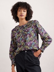 Seasalt Cornwall Black Last Leaf Printed Organic Cotton Top - Image 4 of 8