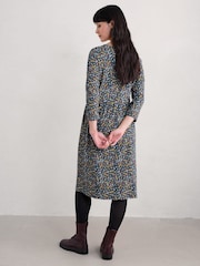 Seasalt Cornwall Blue Brush Drawing 3/4 Sleeve Dress - Image 2 of 5