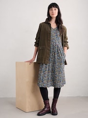 Seasalt Cornwall Blue Brush Drawing 3/4 Sleeve Dress - Image 3 of 5