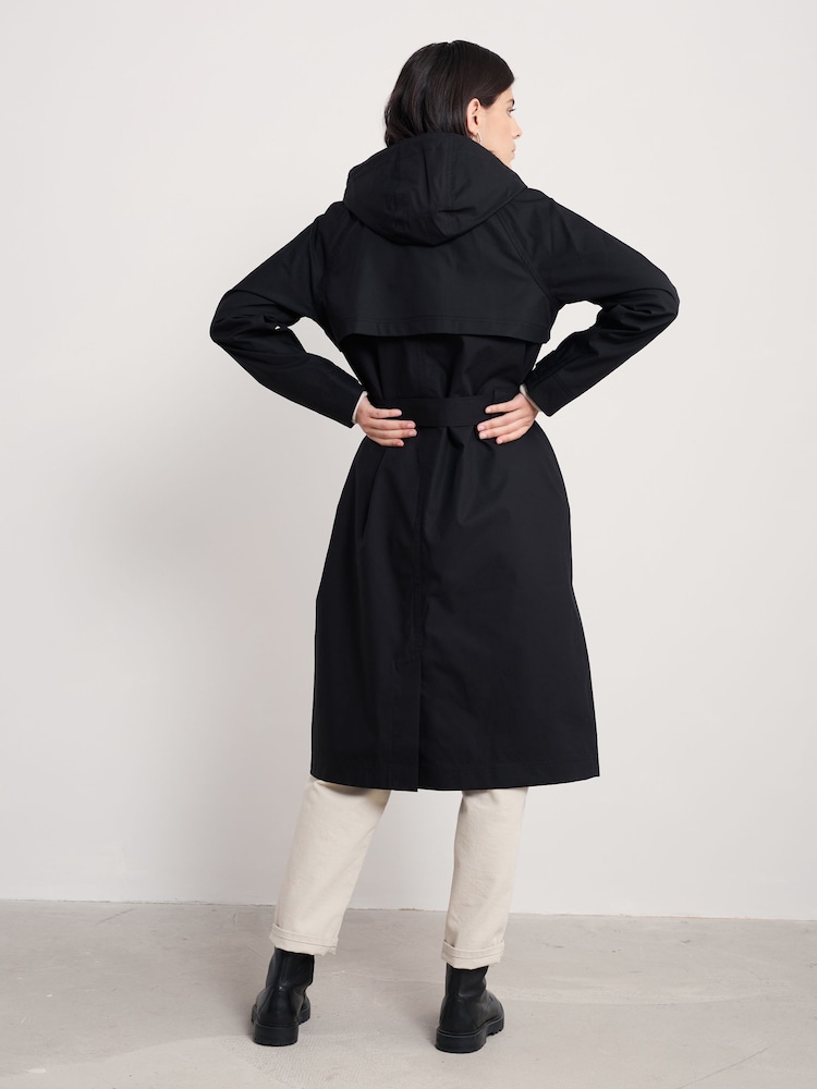 Seasalt Cornwall Black Tall Penweathers Waterproof Trench Coat - Image 2 of 5