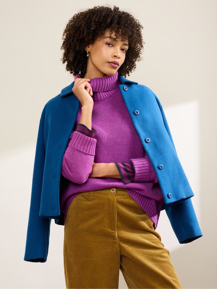 Seasalt Cornwall Purple Braque Lambswool Blend Roll Neck Jumper - Image 1 of 1 Seasalt Cornwall Purple Braque Lambswool Blend Roll Neck Jumper - Image 1 of 1