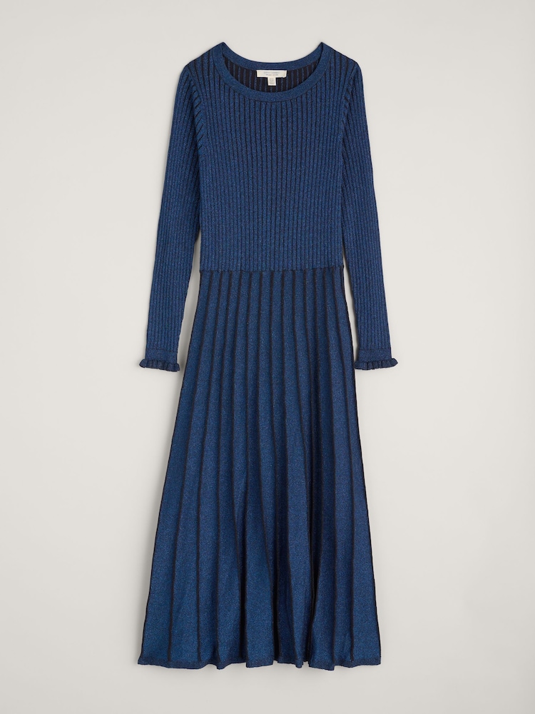 Seasalt Cornwall Blue Petite Glass Stem Sparkly Knitted Dress - Image 5 of 5
