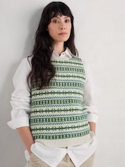 Seasalt Cornwall Green Lemon Porch Fairisle Pattern Knitted Vest - Image 6 of 9