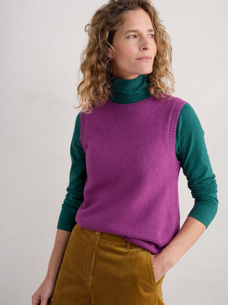 Seasalt Cornwall Purple East View Knitted Vest - Image 1 of 5