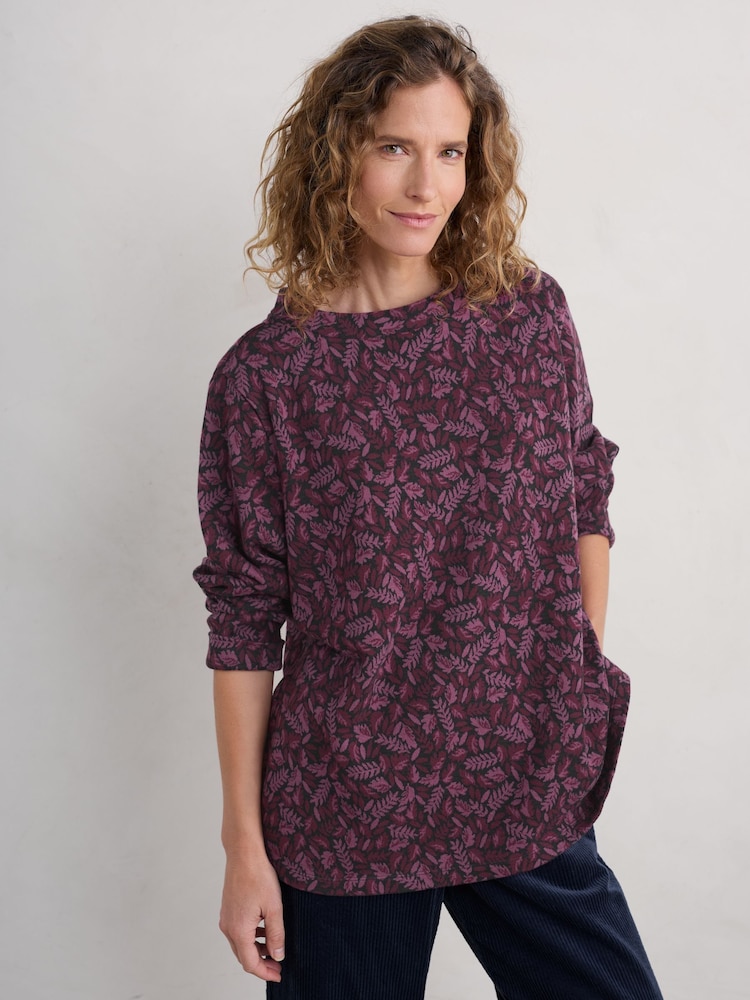 Seasalt Cornwall Purple Field Glass Sweatshirt Top - Image 1 of 5 Seasalt Cornwall Purple Field Glass Sweatshirt Top - Image 1 of 5
