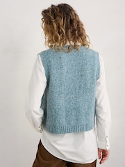 Seasalt Cornwall Blue Pendouer V-Neck Button Up Knitted Vest - Image 2 of 5