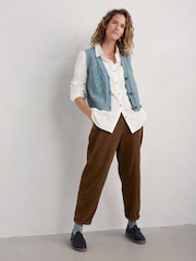 Seasalt Cornwall Blue Pendouer V-Neck Button Up Knitted Vest - Image 3 of 5