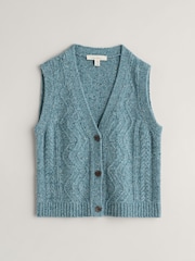 Seasalt Cornwall Blue Pendouer V-Neck Button Up Knitted Vest - Image 4 of 5