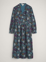Seasalt Cornwall Blue Tall Cottage Printed Cord Midi 100% Organic Cotton Dress - Image 4 of 5
