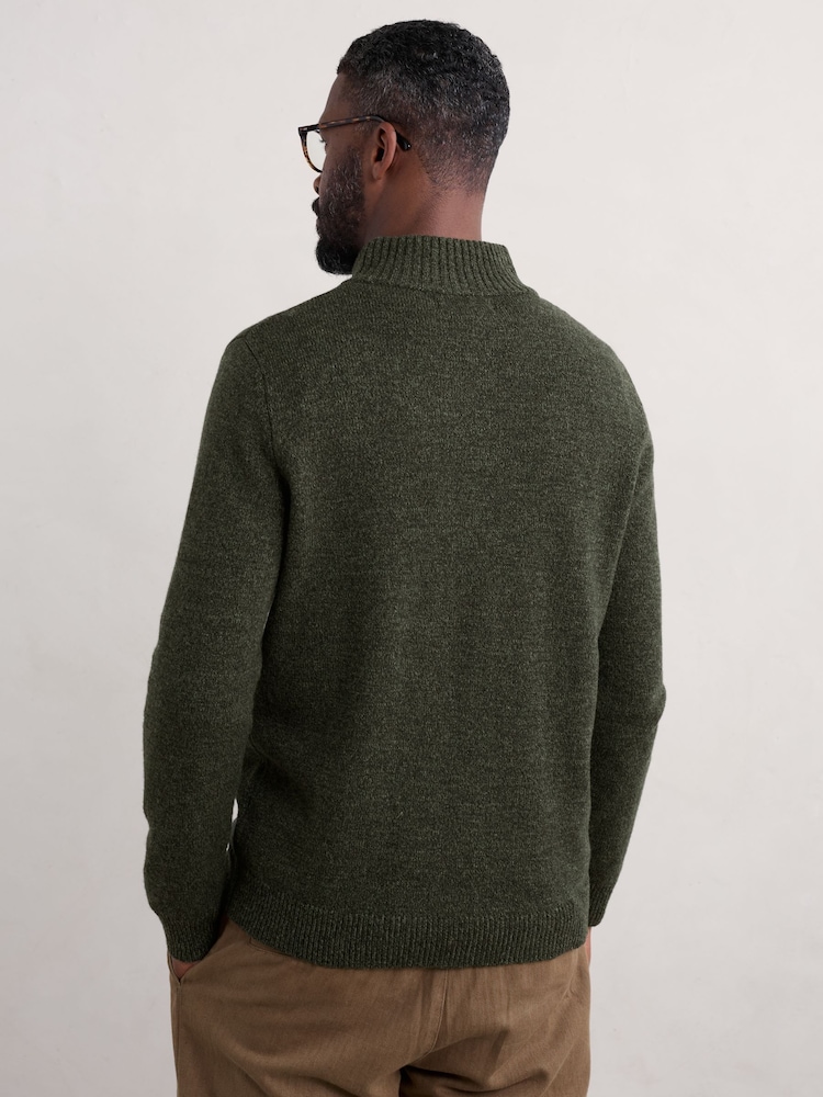 Seasalt Cornwall Green Mens Reefpoint Quarter Zip Jumper - Image 2 of 5 Seasalt Cornwall Green Mens Reefpoint Quarter Zip Jumper - Image 2 of 5
