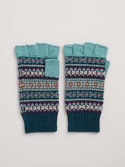 Seasalt Cornwall Blue Mabyn Fair Isle Fingerless Gloves - Image 1 of 3