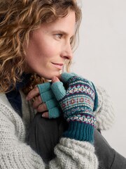 Seasalt Cornwall Blue Mabyn Fair Isle Fingerless Gloves - Image 3 of 3