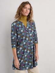 Seasalt Cornwall Woodblock Bloom Dusky Jade Wreathe Jersey Tunic - Image 1 of 5