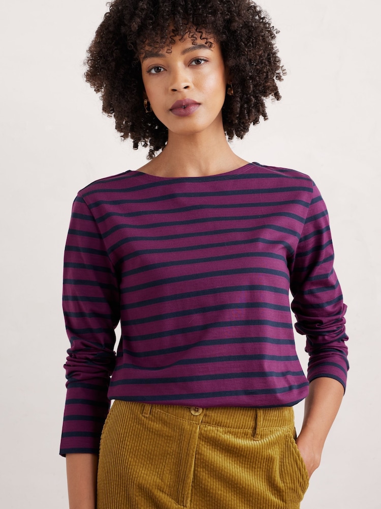 Seasalt Cornwall Breton Aniseed Maritime 100% Cotton Sailor T-Shirt - Image 1 of 5 Seasalt Cornwall Breton Aniseed Maritime 100% Cotton Sailor T-Shirt - Image 1 of 5