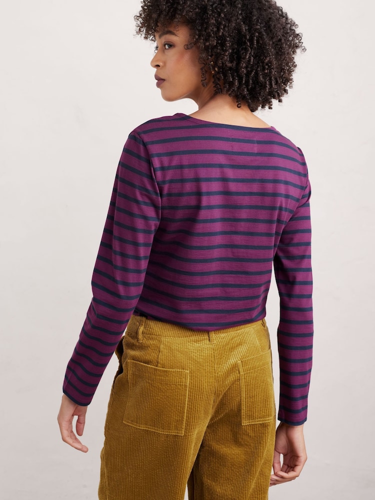 Seasalt Cornwall Breton Aniseed Maritime 100% Cotton Sailor T-Shirt - Image 2 of 5 Seasalt Cornwall Breton Aniseed Maritime 100% Cotton Sailor T-Shirt - Image 2 of 5