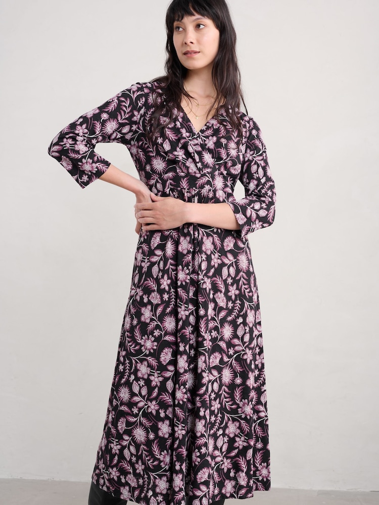 Seasalt Cornwall Purple Chapelle 3/4 Sleeve 100% Organic Cotton Jersey Dress - Image 1 of 5 Seasalt Cornwall Purple Chapelle 3/4 Sleeve 100% Organic Cotton Jersey Dress - Image 1 of 5