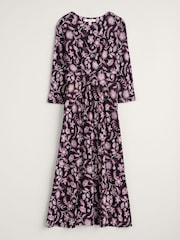 Seasalt Cornwall Purple Chapelle 3/4 Sleeve 100% Organic Cotton Jersey Dress - Image 4 of 5
