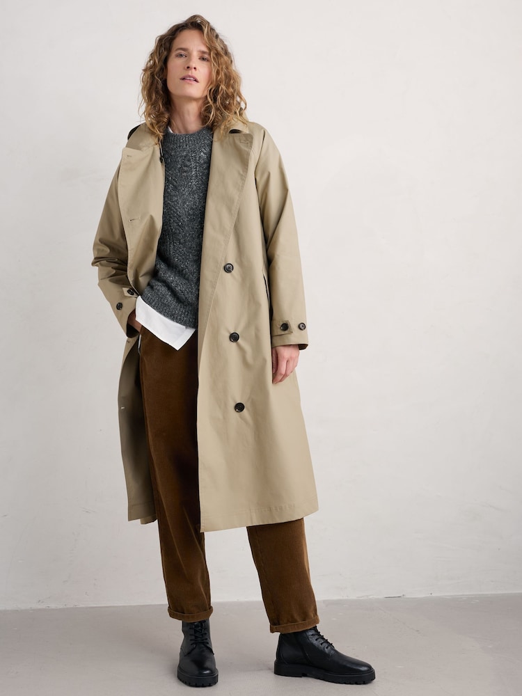 Seasalt Cornwall Penweathers Waterproof Trench 100% Cotton Coat - Imagen 1 de 8