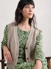 Seasalt Cornwall Natural Pendouer V-Neck Button Up Knitted Vest - Image 4 of 8