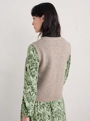 Seasalt Cornwall Natural Pendouer V-Neck Button Up Knitted Vest - Image 5 of 8