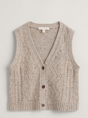 Seasalt Cornwall Natural Pendouer V-Neck Button Up Knitted Vest - Image 7 of 8