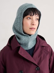 Seasalt Cornwall Blue Hilltop Wool Blend Knitted Hood Scarf - Image 2 of 2