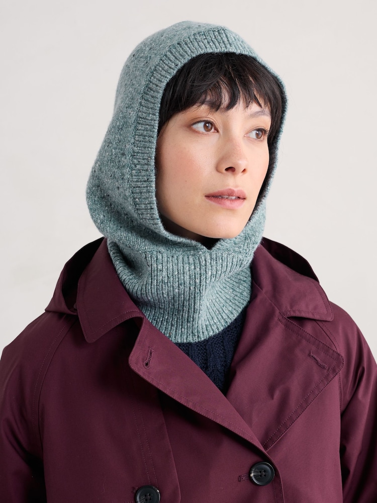 Seasalt Cornwall Blue Hilltop Wool Blend Knitted Hood Scarf - Image 2 of 2