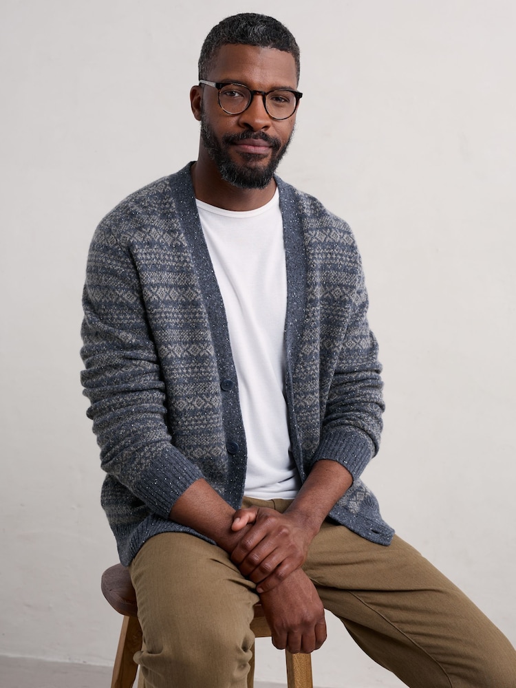 Seasalt Cornwall Blue Mens Petherwin Cardigan - Image 1 of 5