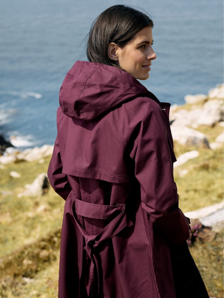 Seasalt Cornwall Purple Penweathers Waterproof Trench 100% Cotton Coat - Image 4 of 10