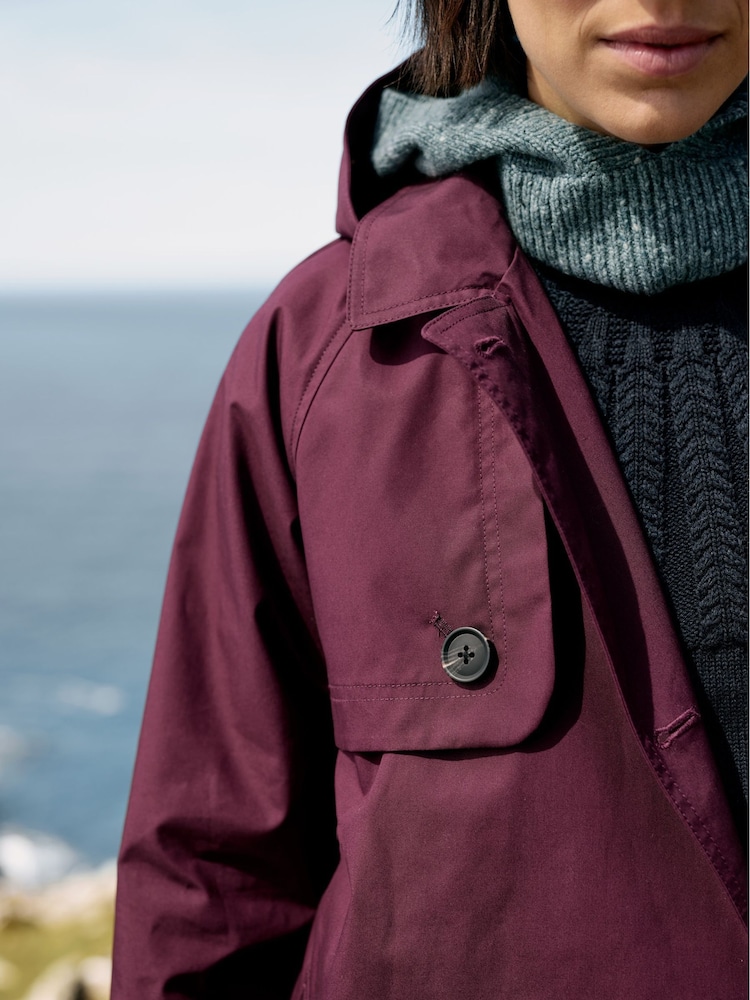 Seasalt Cornwall Purple Penweathers Waterproof Trench 100% Cotton Coat - Image 5 of 10