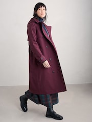 Seasalt Cornwall Purple Penweathers Waterproof Trench 100% Cotton Coat - Image 6 of 10