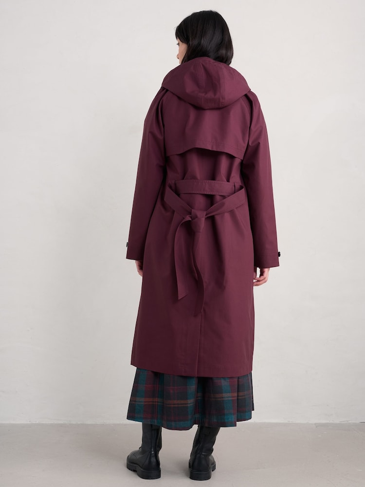 Seasalt Cornwall Purple Penweathers Waterproof Trench 100% Cotton Coat - Image 8 of 10