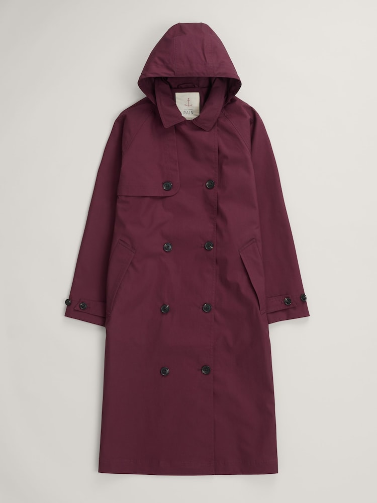 Seasalt Cornwall Purple Penweathers Waterproof Trench 100% Cotton Coat - Image 9 of 10