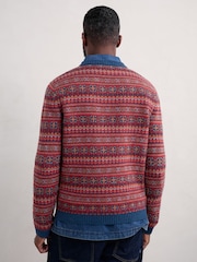 Seasalt Cornwall Red Mens Halyard Fairisle Pattern Jumper - Image 2 of 5
