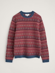 Seasalt Cornwall Red Mens Halyard Fairisle Pattern Jumper - Image 4 of 5
