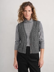 Seasalt Cornwall Grey Pendouer V-Neck Button Up Knitted Vest - Image 1 of 5