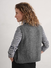 Seasalt Cornwall Grey Pendouer V-Neck Button Up Knitted Vest - Image 2 of 5