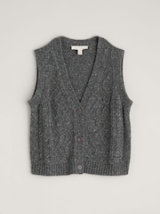 Seasalt Cornwall Grey Pendouer V-Neck Button Up Knitted Vest - Image 4 of 5